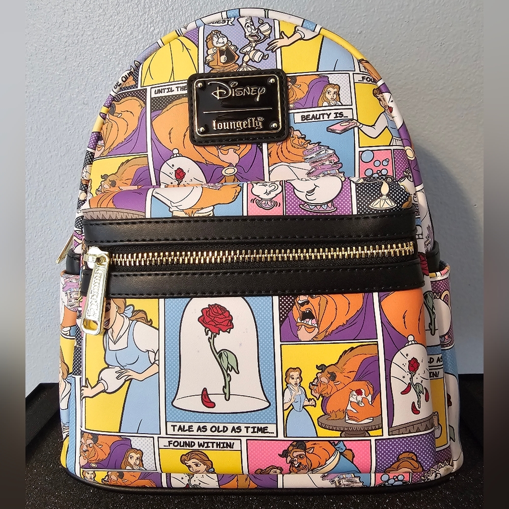 DISNEY BEAUTY & THE BEAST COMIC AOP MINI BACKPACK LOUNGEFLY